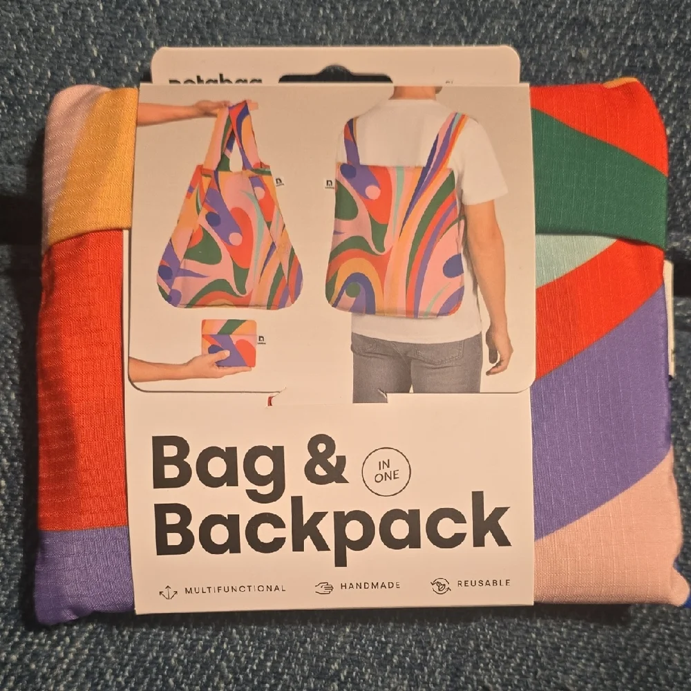 Colorful Swirl Reusable Tote Backpack — Multicolor - Picture 2 of 6